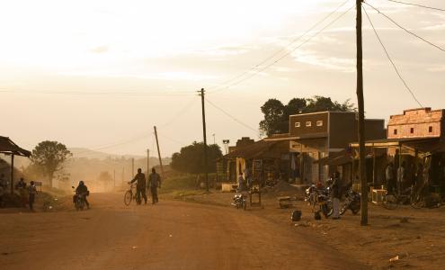 Uganda community with overhead cables